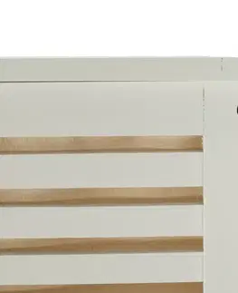 KONDELA Basket kôš na prádlo bambus / biela / béžová