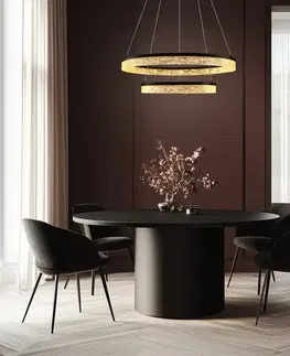Očarujúca závesná lampa FROZI – čierne tienidlo s kryštálmi – moderný LED luster do luxusnej obývačky