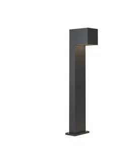 Vonkajšia lampa čierna 65 cm vrátane LED IP64 so tlmeným svetlom a solárnym panelom - Charlene