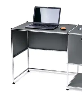 Kovový písací stôl »CN3« s výklopnými dvierkami, sivý