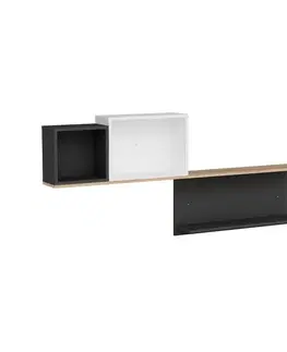 Nástenná polica Akser - Atlantic Pine, Anthracite White