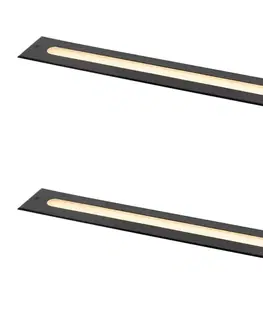 Sada 2 moderných zemných bodových svetiel čierna 50 cm vrátane LED IP65 - Eline