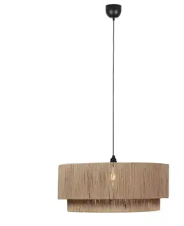 Japandi závesná lampa čierna s hnedým lanom 60cm - Smilla