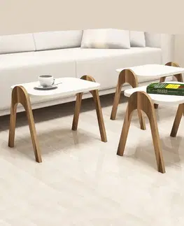 Sada odkladacích stolíkov (3 kusy) Paris - Walnut, Cream