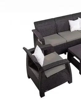 DEOKORK Záhradná ratanová zostava CORFU LOUNGE MAX hnedá