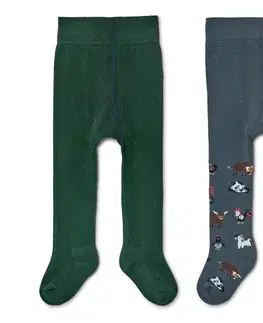 Detské pančuchy, 2 ks, farma/zelené