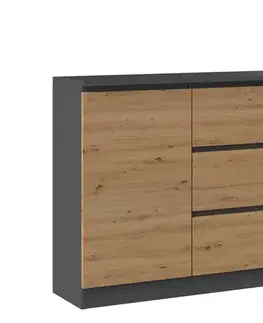 Moderná komoda 2D3S, antracit/ dub artisan