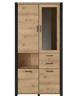 AKTUAL 13 dizajnová vitrína dub Taurus/ čierna