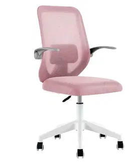 KONDELA Dariel detská stolička na kolieskach ružová / biela