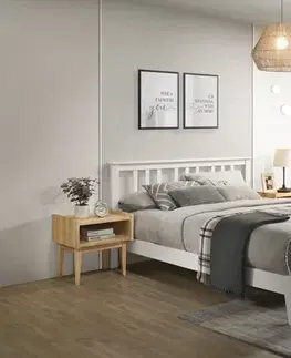 Manželská drevená posteľ CHLOE 180, biela