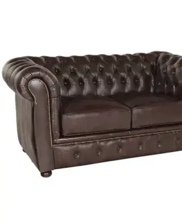 Pohovka dvojmiestna Chesterfield Liverpool z pravej hovädzej kože Brown