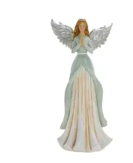 Kinekus Postavička anjel modliaci 28,5 cm, polyrezín, mentolová