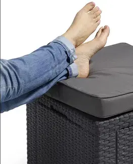 DEOKORK Záhradný ratanový taburet CUBE (hnedý) ZADARMO PODUŠKA
