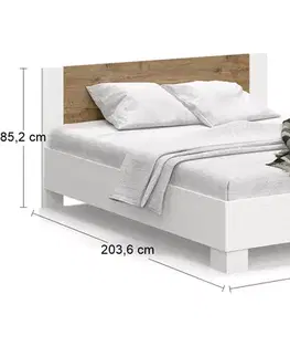 NABBI Mateo LB-180 manželská posteľ s roštom 180x200 cm sosna Andersen / dub april