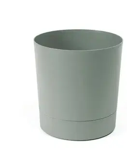 Kinekus Kvetináč s miskou plastový, priemer 325mm, Aura, sivozelený, výška 340mm