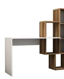 Písací stôl Açelya - Walnut, White