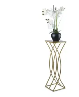 HowHomely Stojan na kvety Twist 75 x 23 x 23 cm zlatý