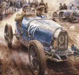 (B) 3D pohľadnica Bugatti 1928