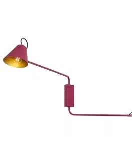 Lune Modern Adjustable 2-Light Wall Lamp - Purple with Gold Interior