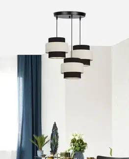 Závesná lampa Benta čierna doska 3x40W tienidlo e27 čierna+krémová