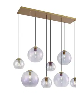 Art Deco závesná lampa zlatá s dúhovým sklom 8-Lights - Sandra