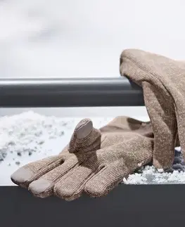 Rukavice z pleteného flísu, hnedé