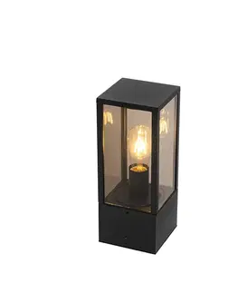 Vonkajšia stojaca lampa čierna s dymovým sklom 40 cm IP44 - Charlois