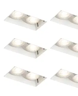 Sada 6 vstavaných bodových svetiel bielych GU10 50 mm 2-svetlo bez rámu - Oneon