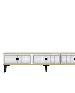 TV stolík Yuka 180 - Sapphire Oak, White
