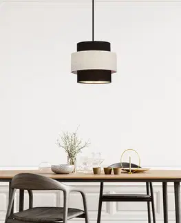 Závesná lampa Benta čierna 1x40W e27 tienidlo čierne+krémové