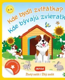 Kulaté samolepky: Kde bydlí zvířátka? / Kde bývajú zvieratká? - žlutý sešit / zošit (CZ/SK vydanie)