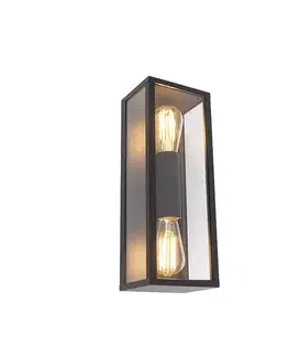 Priemyselná nástenná lampa čierna 38 cm 2-svetlo IP44 - Charlois