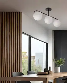 Stropná lampa AMADEO čierna 3x40W E14 biele tienidlo
