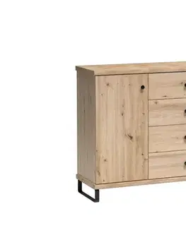 CAROLYN 4 široká komoda na nožičkách, dub artisan