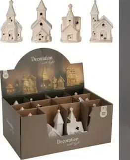 Kinekus Dekorácia kostol LED béžový/biely mix