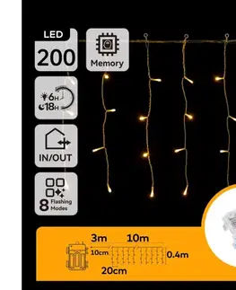  B.V.  - LED vonkajšia vianočná reťaz 200xLED/8 funkcií 13x0,4m IP44 teplá biela B10303K3O