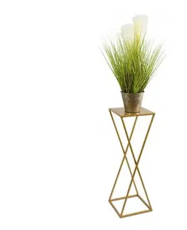 HowHomely Stojan na kvety Loft 70 x 24 x 24 cm zlatá