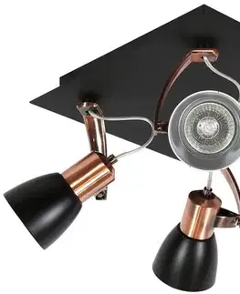 Čierna a medená stropná lampa Markus