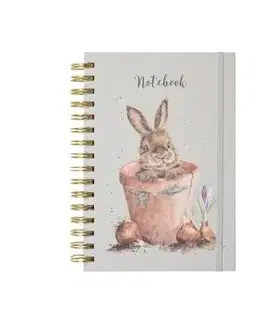 Zápisník s hrebeňovou väzbou A5 "The Flower Pot" Wrendale Designs – králik v kvetináči