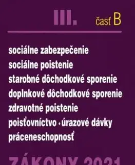 Zákony 2021 III. B - Sociálne a zdravotné poistenie, dôchodky a odvody