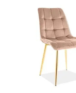 Jedálenská stolička CHIC VELVET zlatá Signal