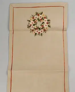 Vyšívaný obrus veniec s kvetov 40x110 cm TiaHome