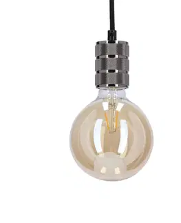 Čierna kovová závesná lampa s objímkou E27