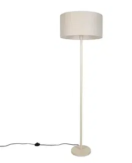 Japandi stojaca lampa béžová so svetlohnedým tienidlom 50cm - Simplo