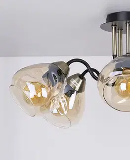 Stropná lampa čierna/zlatá dymová 5xE27 Unica