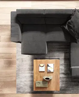 DELIFE Pohovka v tvare "U" Sirpio 300x210 cm mikrovlákno čierna ležadlo variabilné