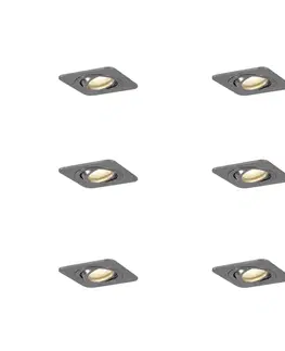 Sada 6 zaoblených zapustených bodových svetiel Gunmetal GU10 50 mm nastaviteľné IP44 - Alberto