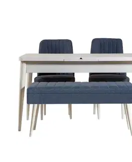Jedálenský set s rozkladacím stolom a stoličkami (4 kusy) Vina 1048 - 3 - White, Dark Blue
