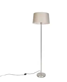 Moderná stojaca lampa oceľ s tienidlom taupe 45 cm - Simplo