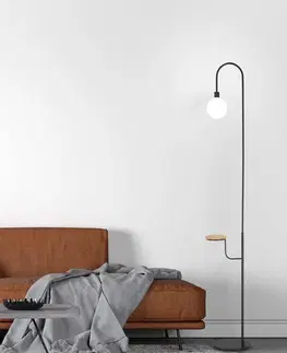 Stojaca lampa čierna polica 173 cm Vanity